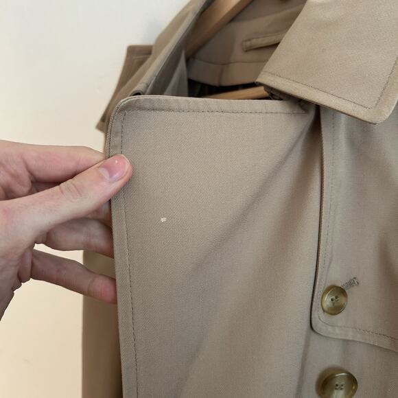 Vintage Women’s Tan Trench Coat Full Length Beige Size 8 Regular Double Breasted - Picture 9 of 16